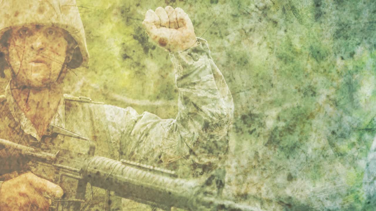 animación de un soldado masculino con una ametralladora