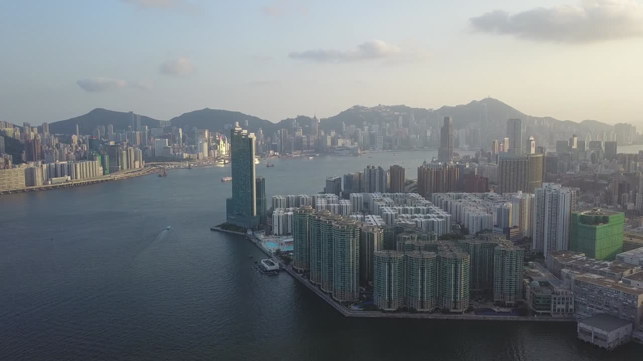 imagen aérea del distrito de kowloon en hong kong