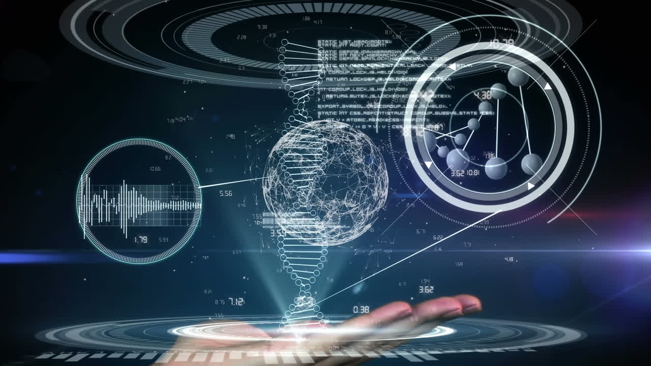 의료 데이터 처리의 애니메이션과 전 세계가 손에