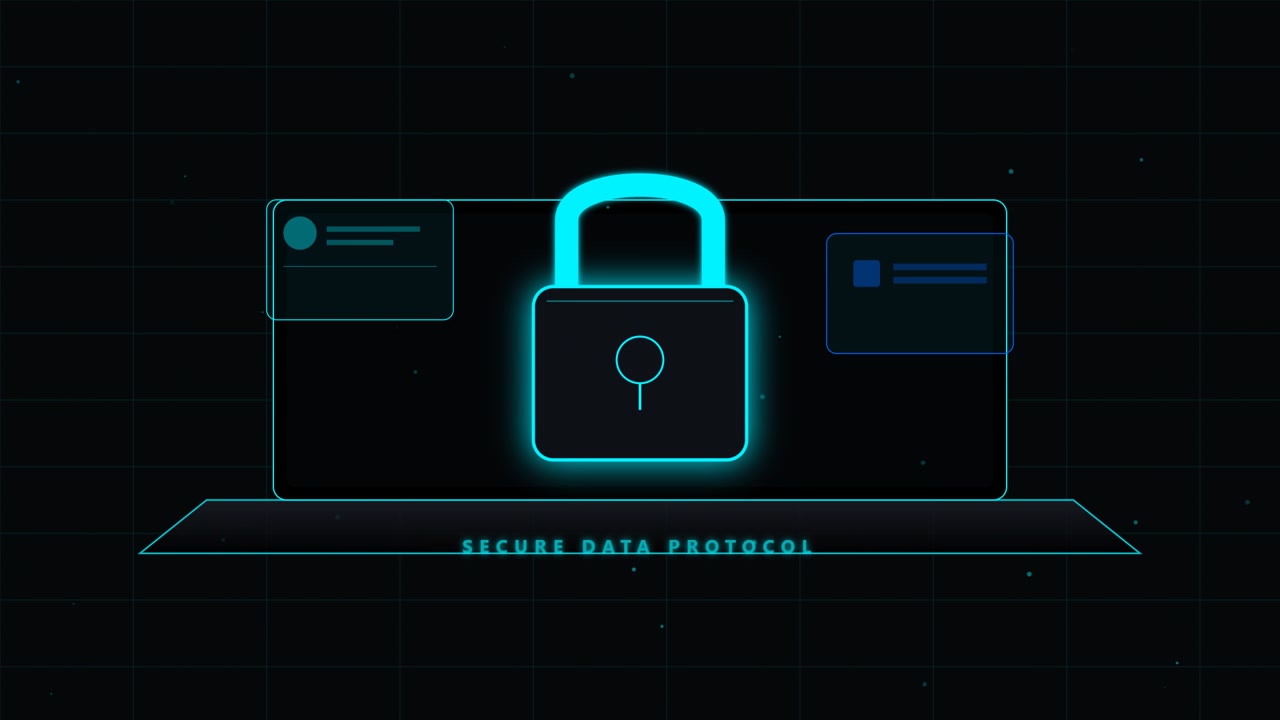 Digital Security Concept with Glowing Padlock Icon