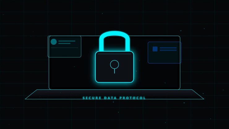 Digital Security Concept with Glowing Padlock Icon