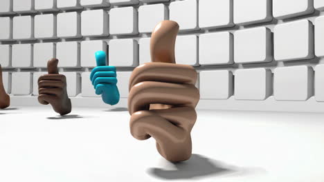 3d thumbs up gesture with abstract grid background