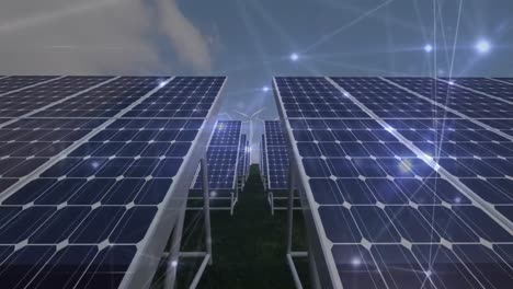 animación de la red de conexiones a través de paneles solares