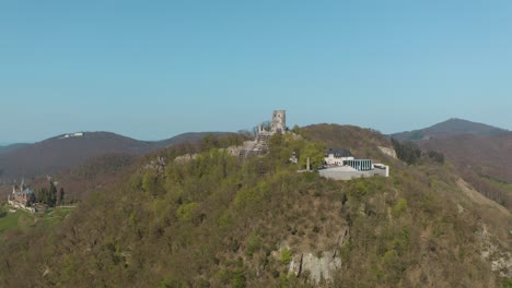 drone - aerial shot of the drachenfels with castle drachenburg siebengebirge near bonn - königswinter 25p