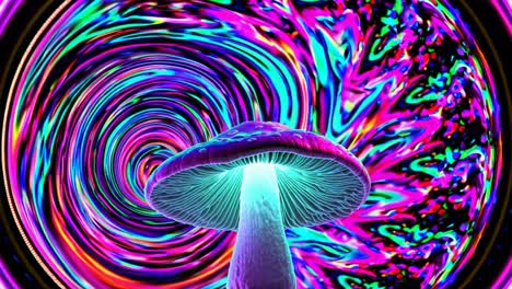 psychedelic mushroom in a vortex