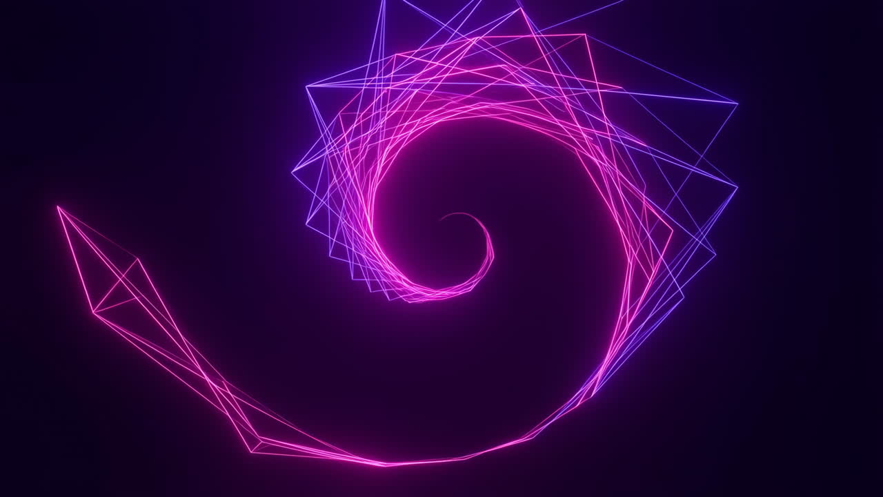 Abstract Neon Geometric Spiral Lines on Dark Background