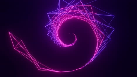 abstract neon geometric spiral lines on dark background