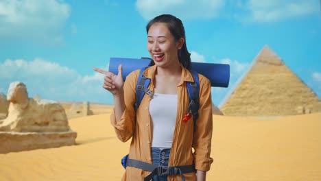 happy tourist woman in egypt