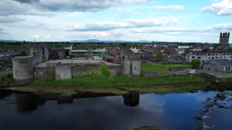 Aerial-view-over-King-John's-Castle-in-scenic-Limerick,-Ireland