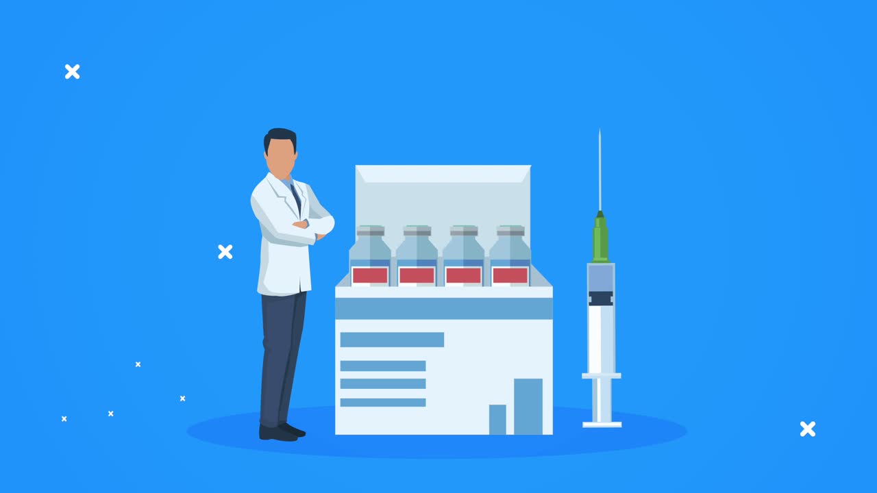 doctor with covid19 vaccine and vials