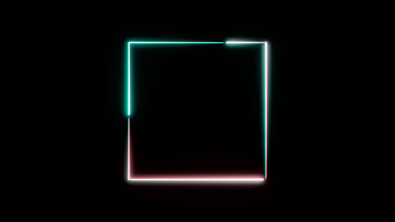 추상적인 네온 사각형 프레임.