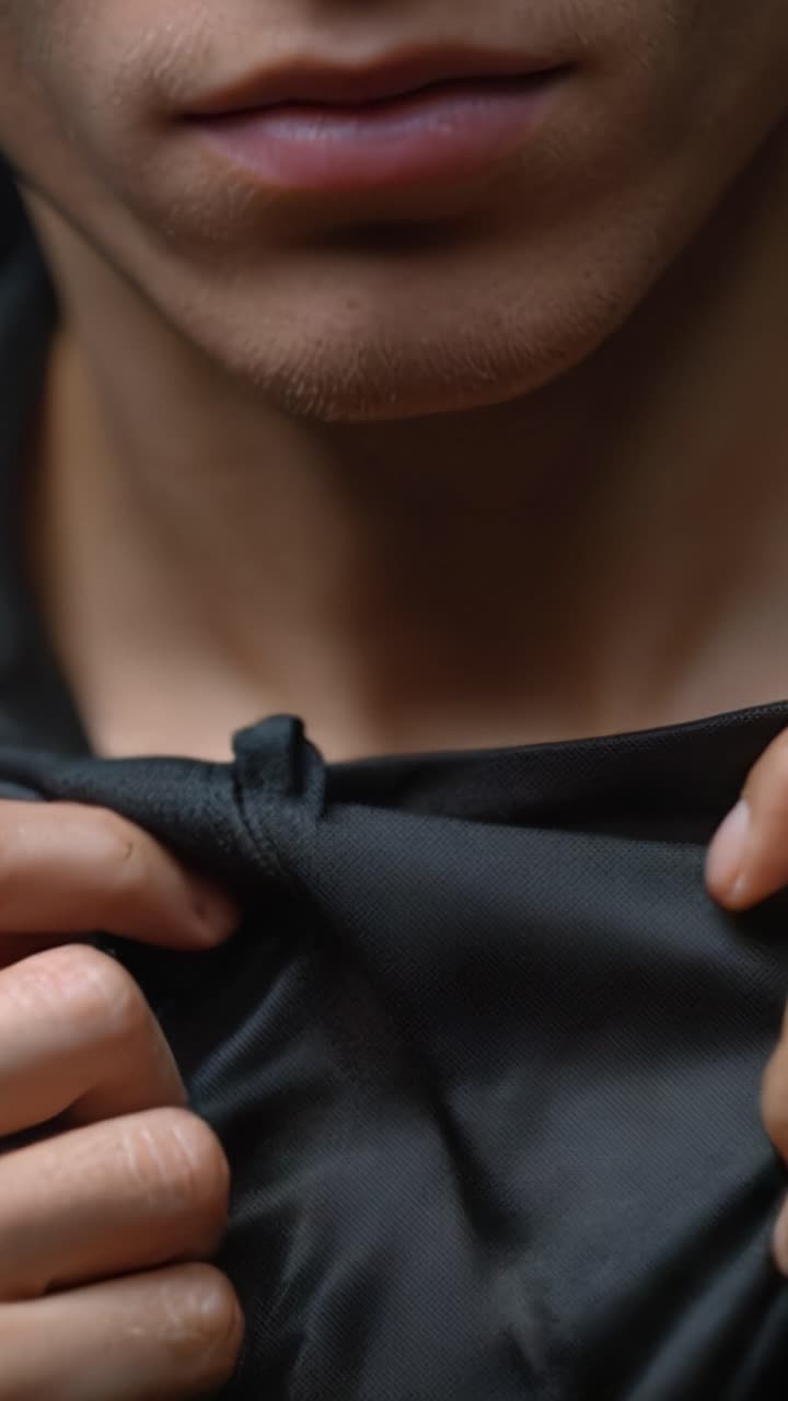 Série de Close-Ups Capturando a Sutiliza da Expressão e da Textura do Tecido: Uma Visão Íntima dos Detalhes da Pele e da Roupa com Foco na Emoção e na Estética da Moda