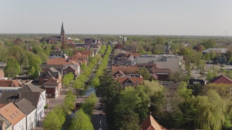 north germany small city center in papenburg with a drone