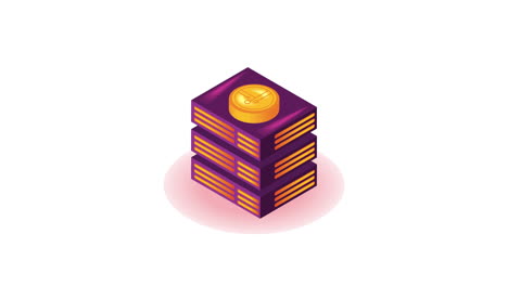 crypto coin money in box animation