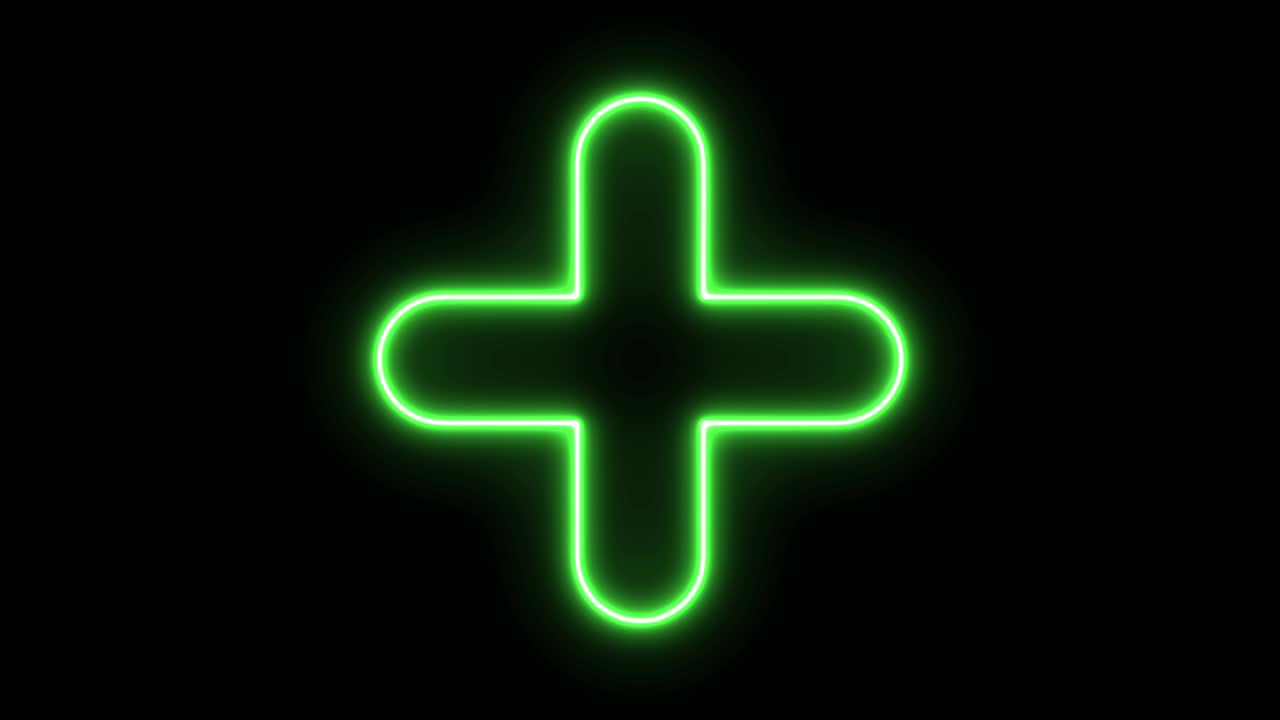 Glowing neon line Cross hospital medical icon isolated on black background. First aid. Diagnostics symbol. Medicine and pharmacy sign. 4K Video motion graphic animation.