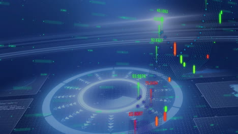 animation of futuristic digital interface displaying data charts in virtual space