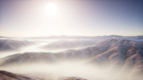 mountain landscape with deep fog at morning