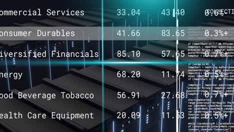 Animation-of-blue-scanner-beams-and-text-data-files-processing-over-dark-computer-server-room