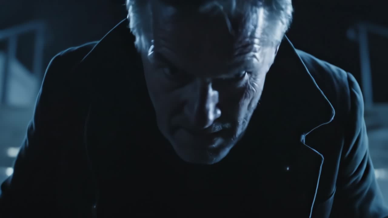 Person walking down stairs in the dark