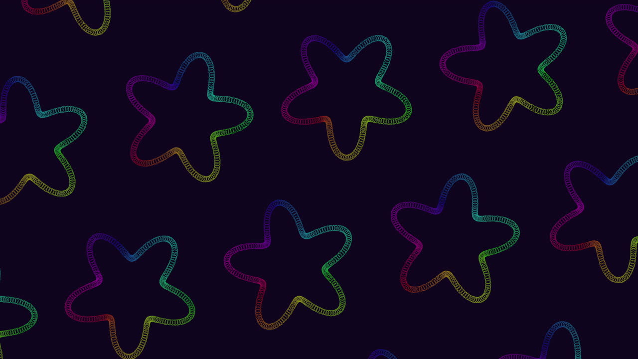 A vibrant arrangement of rainbow colored stars set against a black backdrop creates a striking and visually appealing pattern in this simple yet eye-catching image