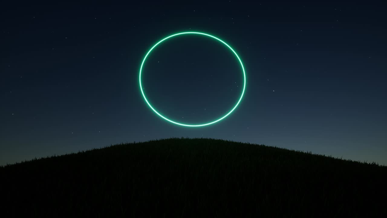 Portal ring neon on starry night sky Space landscape 4k
