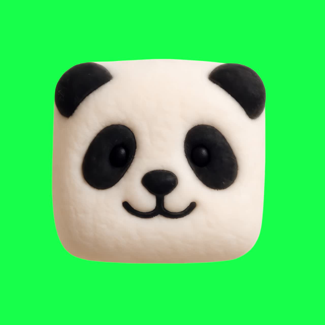 Cute panda face icon animation, transparent 4K video, green screen