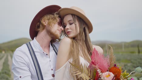 couple in love in a field