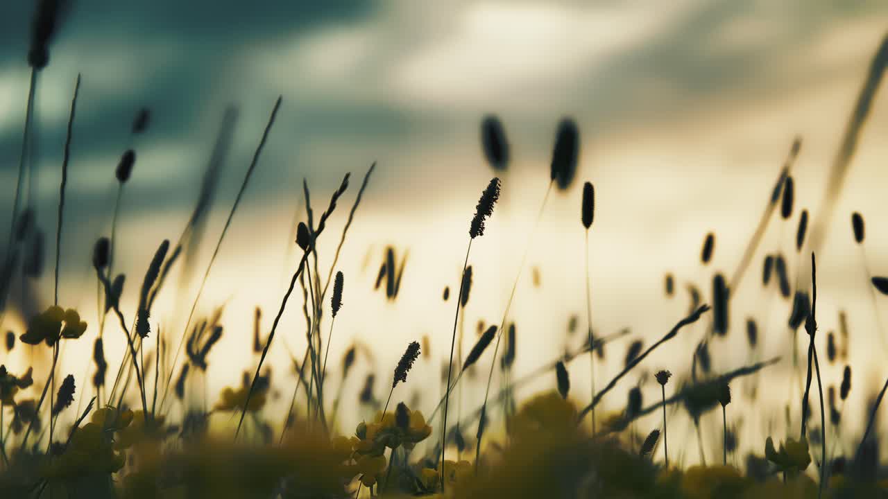 Blooming Silhouette Flowers Blowing at night