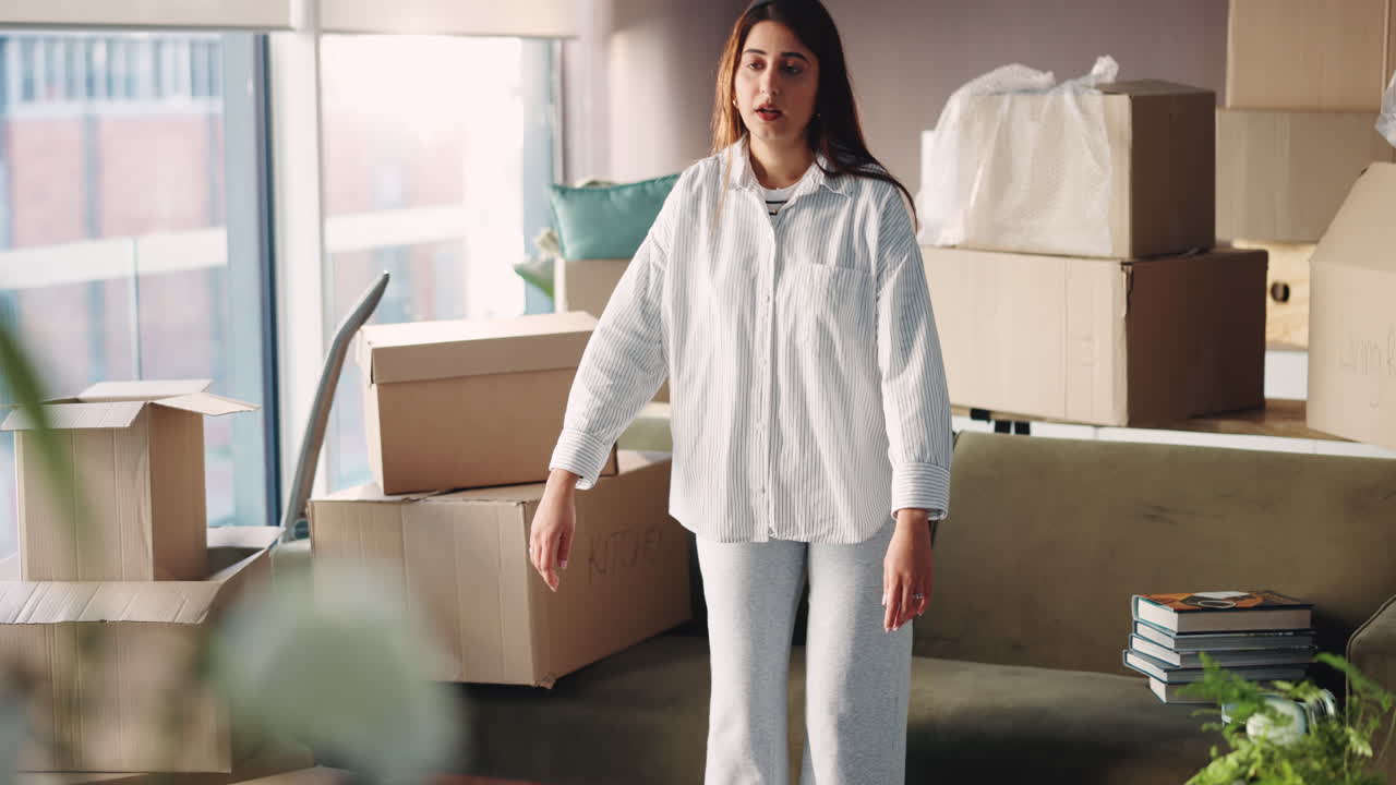Woman relaxing after moving