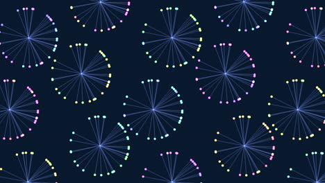 Dazzling dandelions spiraled circles in blue and purple