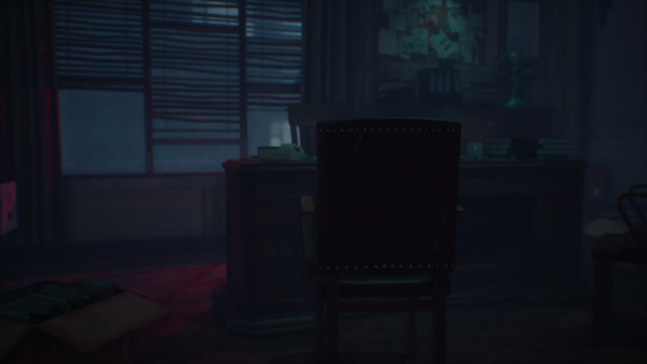 밤에 작은 레트로 사무실