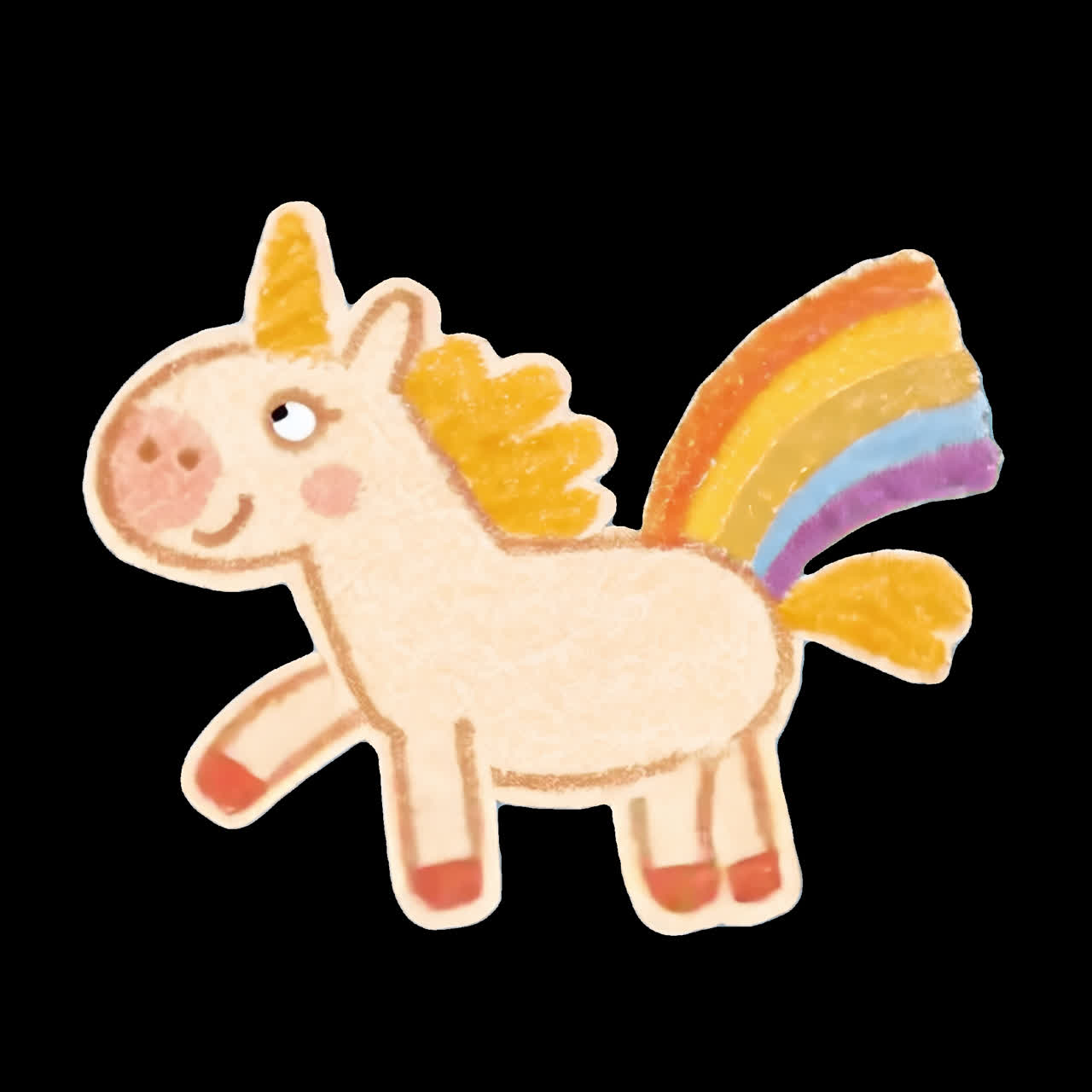 Cute cartoon unicorn rainbow animation isolated asset, transparent 4K video, alpha channel, ProRes