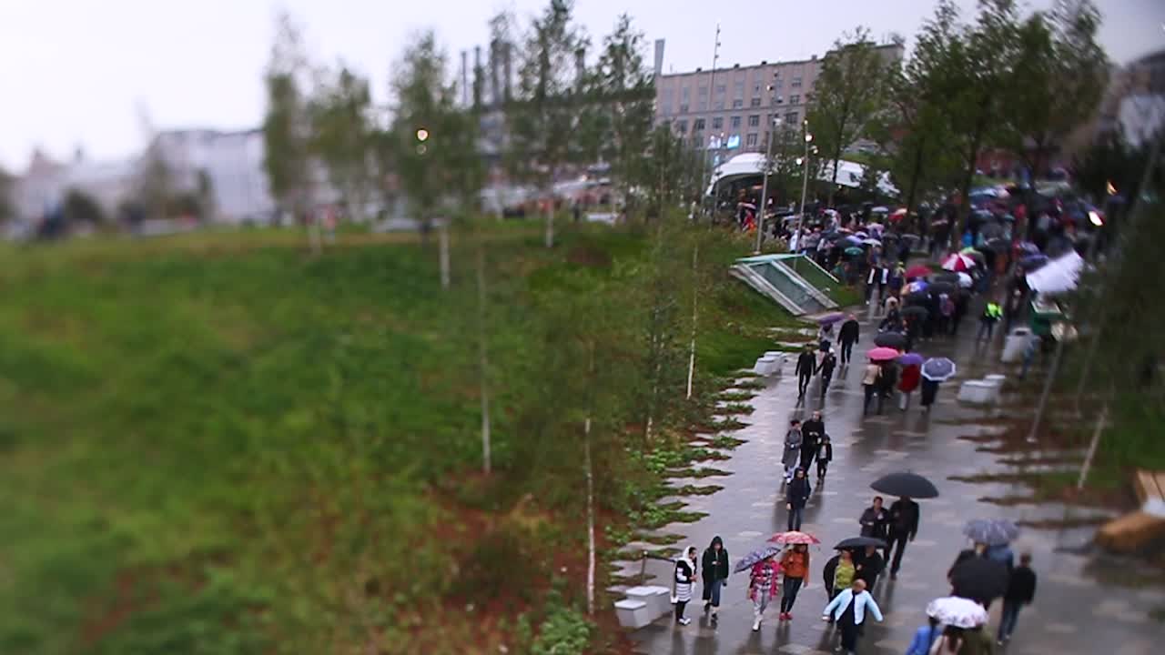 비가 오는 도시 공원 이벤트