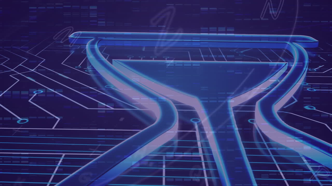 모래시계, 데이터 처리 및 연결 네트워크의 애니메이션