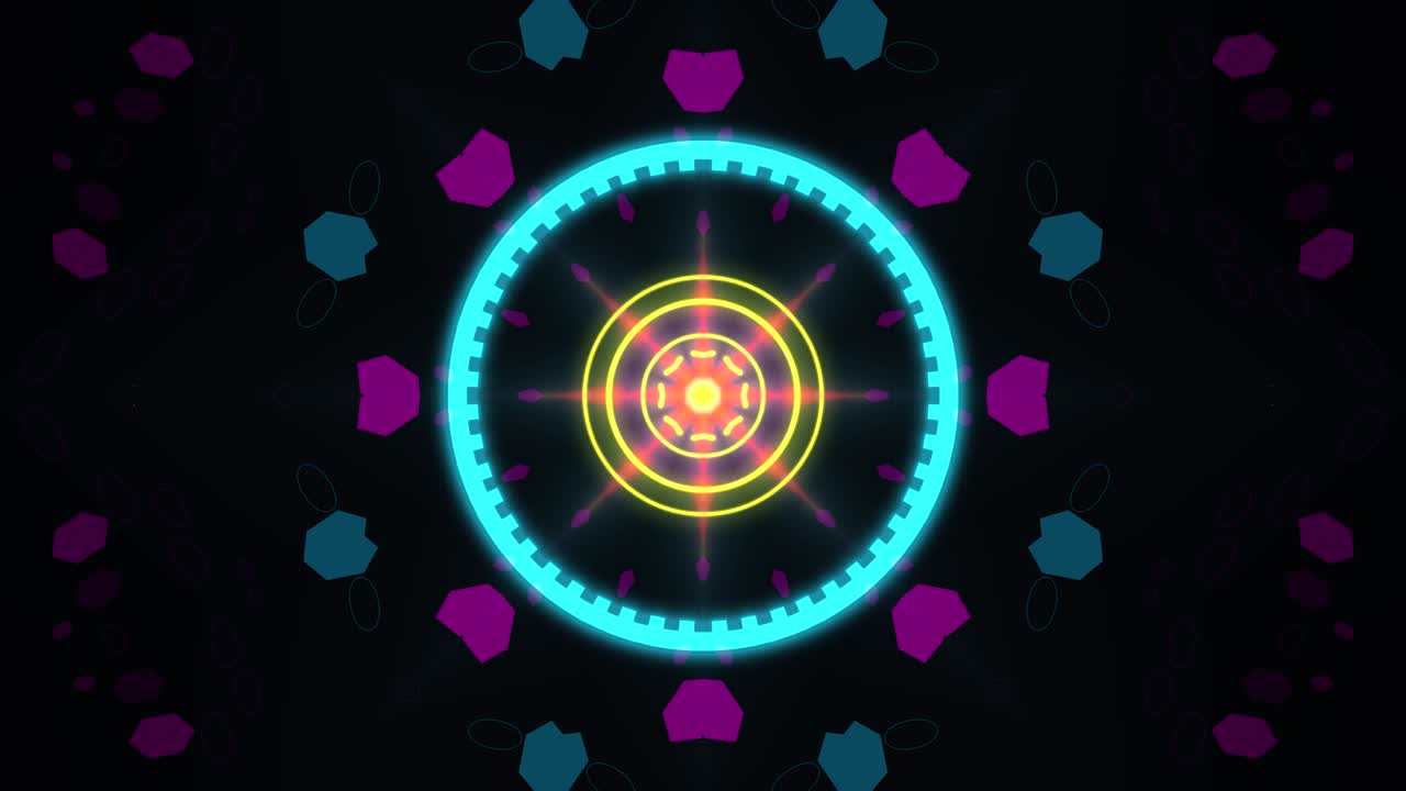 빛나는 선을 가진 칼레도스코프 4k 추상적인 배경