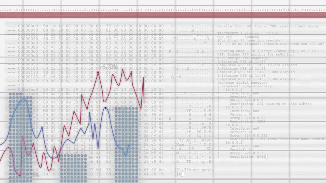 Animation of data processing over white background