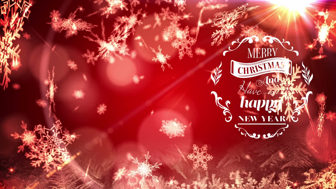 크리스마스 축하와 은 배경에 눈이 떨어지는 애니메이션