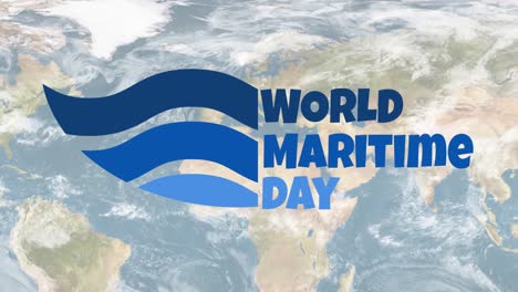 animation of world maritime day text over globe