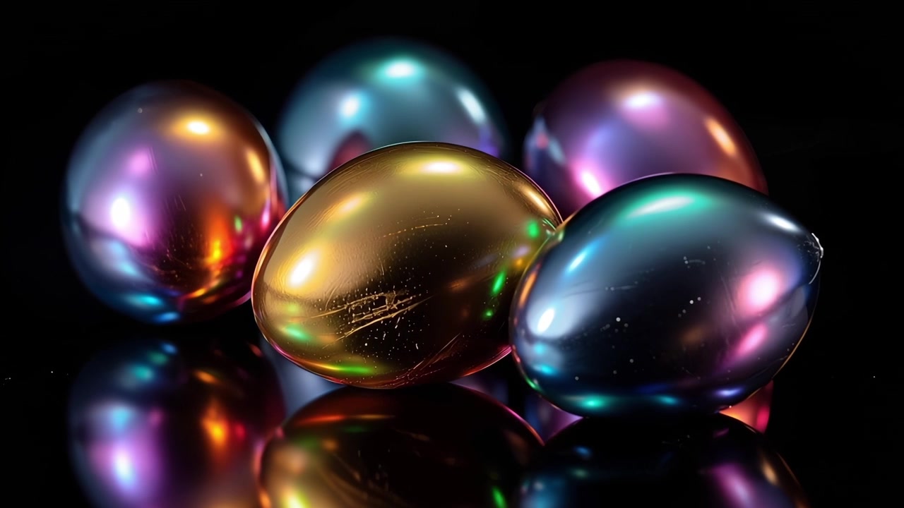 Uova di Pasqua Metalliche Brillanti con Riflessi di Luce Cangianti