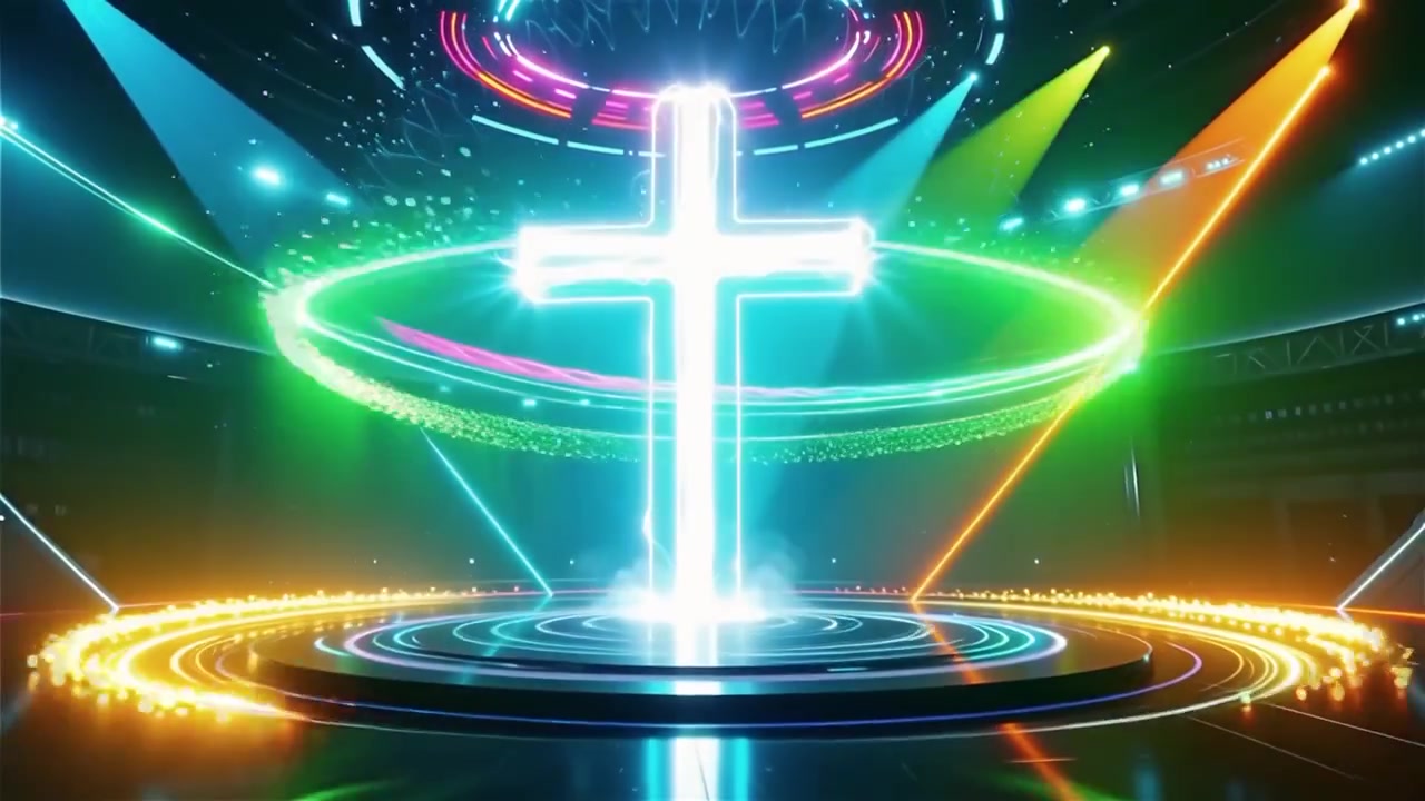Croce Cristiana Luce Celestiale Sfondo per il Culto.