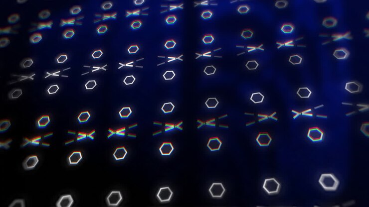 Animation of shapes moving over black background