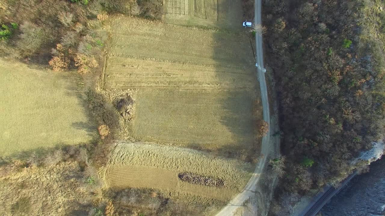 Roads,field, trees above Crni Kal Slovenia
