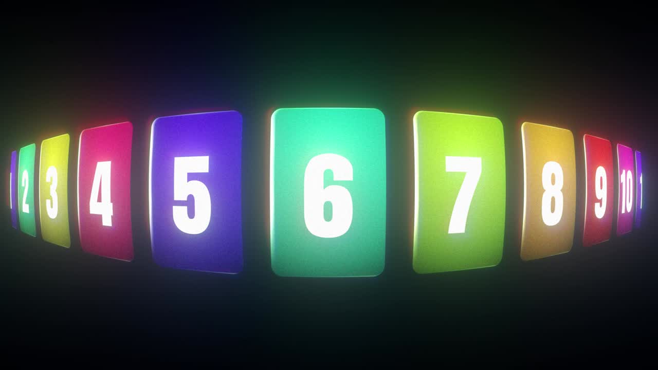 Glowing countdown animation from one to ten vibrant neon effects smooth transitions, futuristic digital aesthetic technology, gaming, countdown visuals, digital, tech, gaming, futuristic