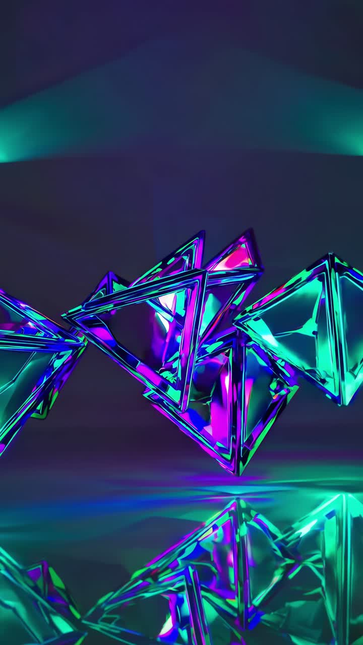 Abstract Neon Geometric Triangles