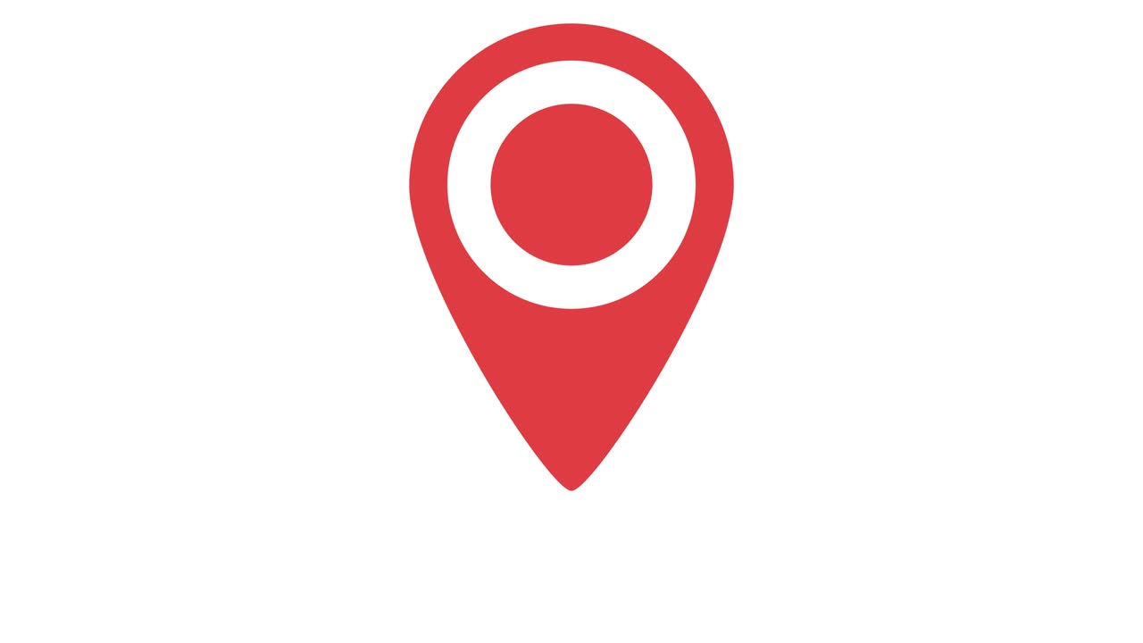 навигационная карта и икона красной контрольной точки. анимация цикла на белом фоне. резолюция 4k.