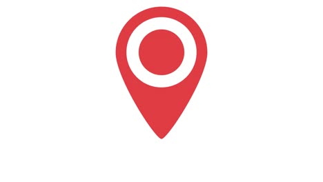 mapa de navegación y icono de punto de control rojo. animación de bucle en fondo blanco. resolución 4k.