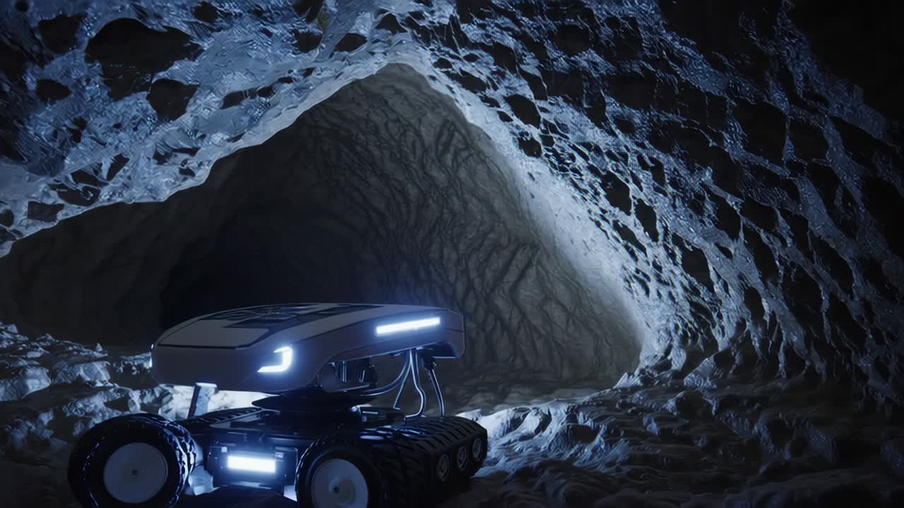 Robot che esplora una grotta