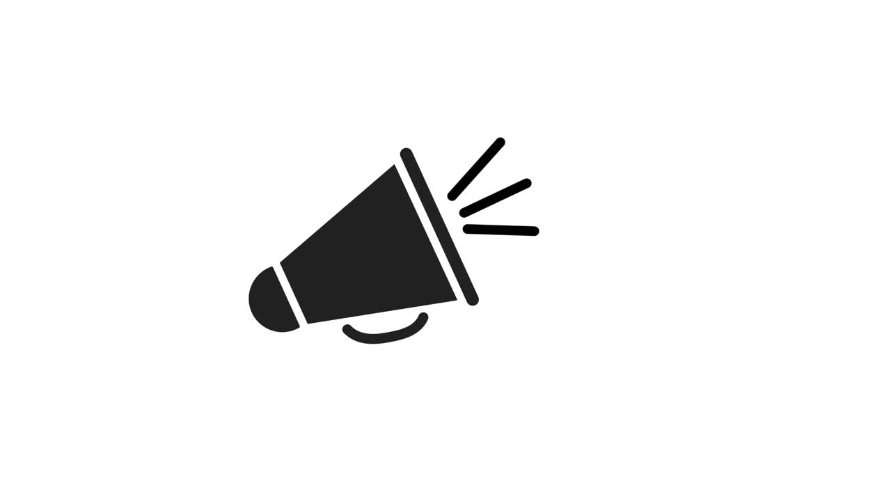 Animazione di un'icona di notifica per annuncio e avviso, isolata su sfondo bianco