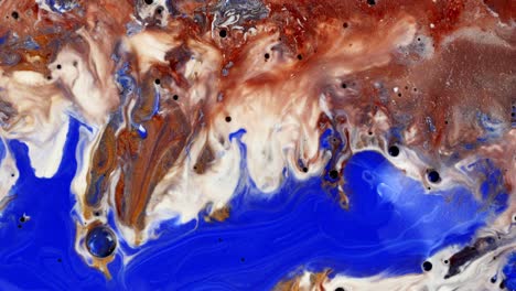 Abstract-fluid-art-with-vibrant-blue,-orange,-and-white-swirls