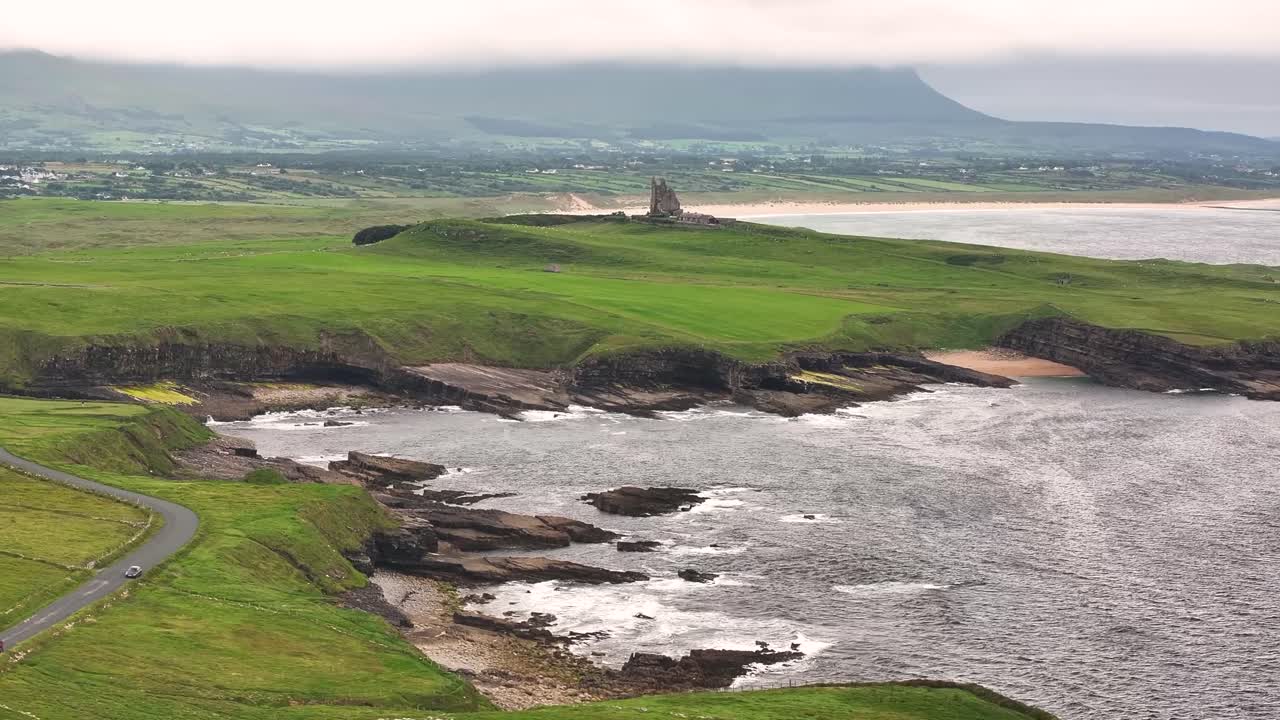 Scenic Coastal Landscape with Castle Ruins